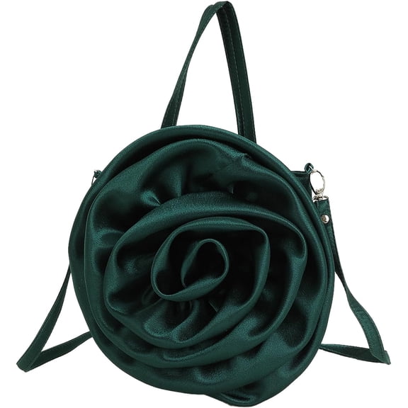 Kukuzhu Evening Bag Women Formal Satin Rose Handbag Floral Clutch Purse Flower Petal Wedding Prom Party Bride Bag with Handle
