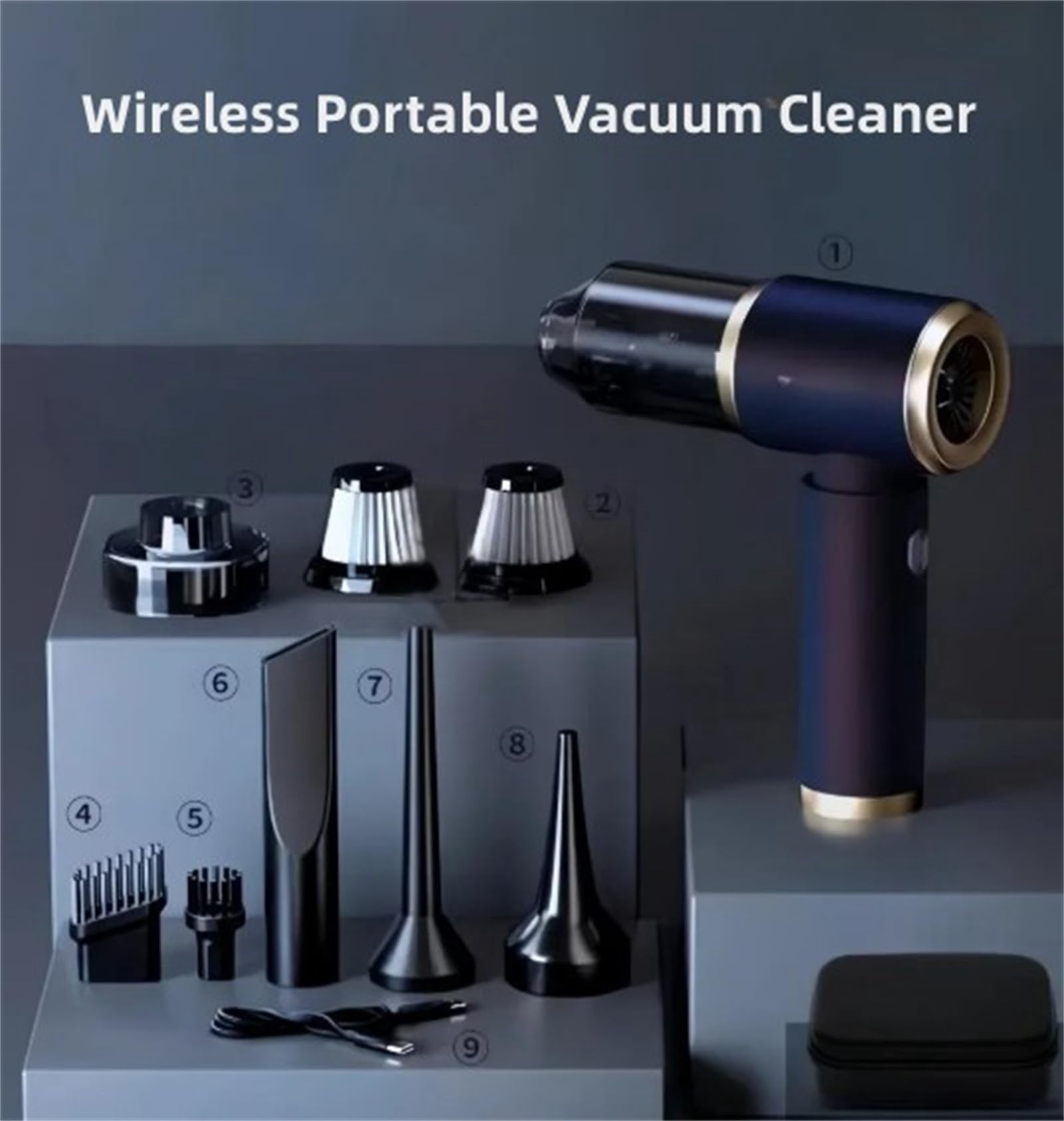 Hyper Clean Wireless Portable Vacuum Cleaner, Powerful Cordless Car Vacuum, Rechargeable Handheld, for Cars Office and Home Cleaning