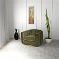 thumbnail image 3 of Chaldon Modern Living Room Round Back Velvet Swivel Chair in Green, 3 of 6