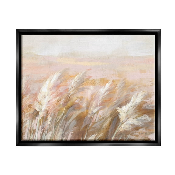 Stupell Industries Beige Breezy Prairie Grasses Painting Jet Black Floating Framed Canvas Print Wall Art, Design by Danhui Nai