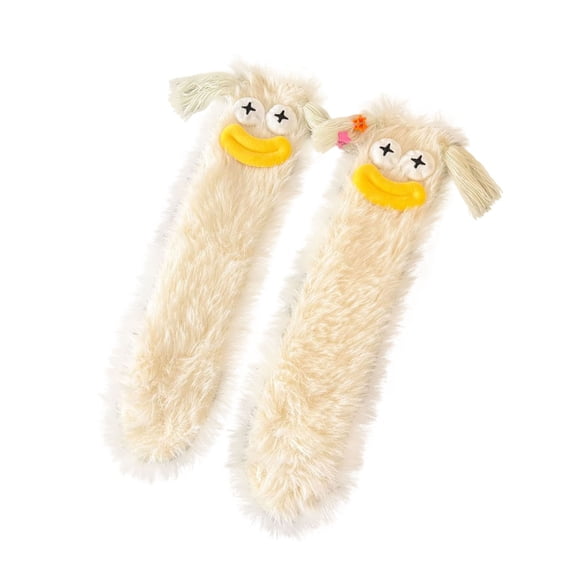Women Cute Big Eyes Plush Socks Thick Warm Winter Mid Tube Socks