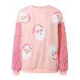 thumbnail image 5 of Wang6 Womens Christmas Sweatshirts Trendy Santa Printed Crew Neck Tshirts Causal Xmas Sequin Long Sleeve Pullovers Festive Tops Pink L, 5 of 6