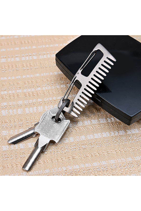 Pocket Titanium Comb-Polygonal Mini Keychain Titanium Anti-Static EDC Wallet Hair Comb Pure Titanium Comb Key Chain