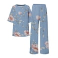 thumbnail image 4 of Ensembles de Pyjama pour Femmes Adapté Été Col Rond Manches Courtes Imprimé Floral Haut Chemise avec Pantalon Grande Taille 2 Ensemble TTG, 4 of 5