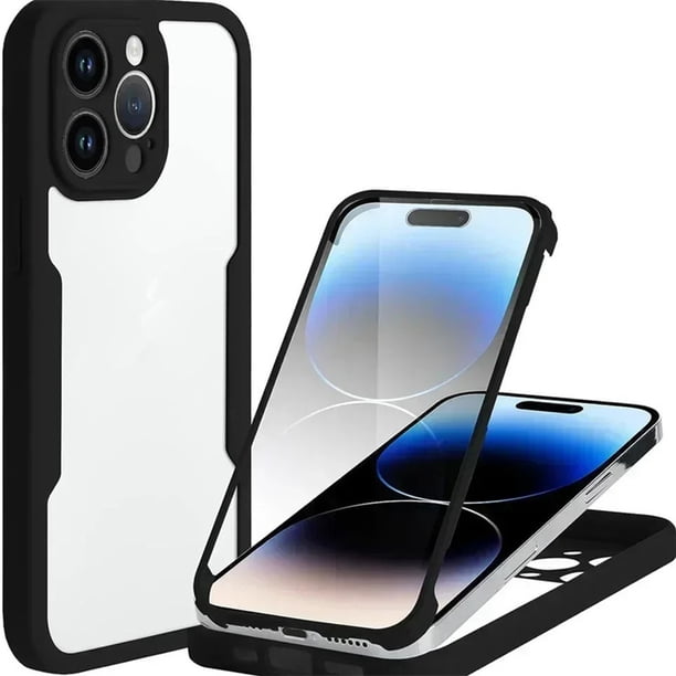 Housse 360 Pour IPhone 15/16 Pro Max - Silicone Gel, Anti-choc, Magnétique, Noir Transparent