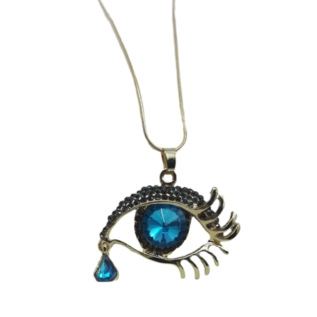 Qarigey Collar de gota de agua de aleación, color ligeramente diferente, cualquier ocasión, ojos, azada, cadena de suéter de cristal Ropa, zapatos y accesorios Miscelánea lago azul