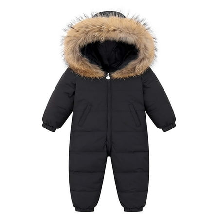 

TUOBARR Infant Baby Boys Girls Down Thermal Jumpsuit Romper Windproof And Snow-proof Outing Clothes Black (1-3Years)
