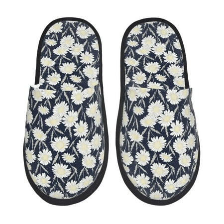 

Sigee Daisies Flowers for Cozy Furry Slippers Super Soft Indoor and Outdoor Use Non-Slip Sole Slip On House Slippers-Medium