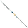 thumbnail image 3 of 925 Silver and 10K Yellow Gold Yellow Citrine and Persian Blue Moissanite and Lab Grown Diamond Bracelet for Women (2.68 Cttw, November Birthstone, Heart 7MM and 6MM, 6.5/7/7.5 inch, Made in Italy), 3 of 5