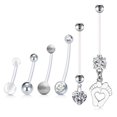 thumbnail image 1 of LAURITAMI 14G Pregnancy Maternity Flexible Bioplast Long Belly Button Rings Navel Retainer Body Piercing Set Of 6, 1 of 2