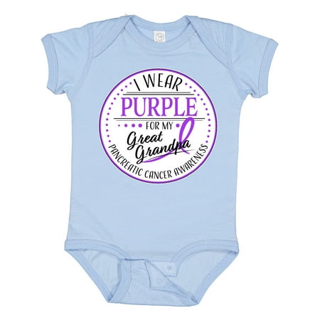 

Inktastic I Wear Purple for My Great Grandpa- Pancreatic Cancer Awareness Gift Baby Boy or Baby Girl Bodysuit