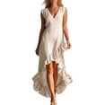 thumbnail image 2 of Delayuji Women's Summer Dress Ruffled Hem Sleeveless V Neck Tank Dress Long Dresses Beach Vacation Dress Wedding Guest Dresses, 2 of 4