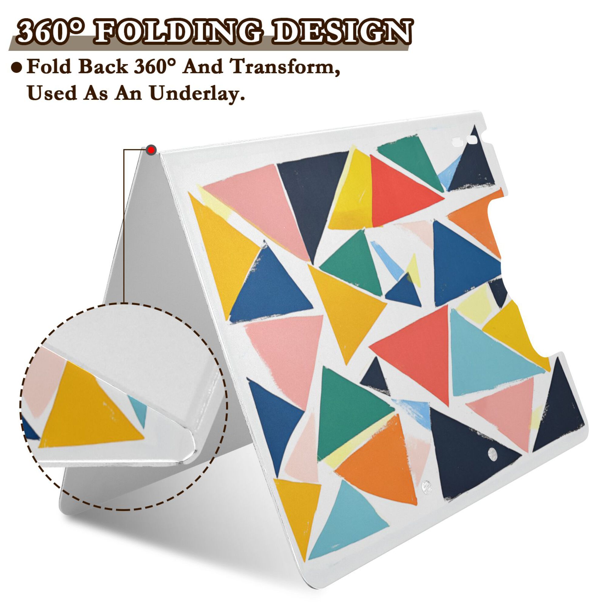 FORMRS A4 Clipboard Folder with Pen Holder Horizontal Foldable School Office Binder, Red Triangles
