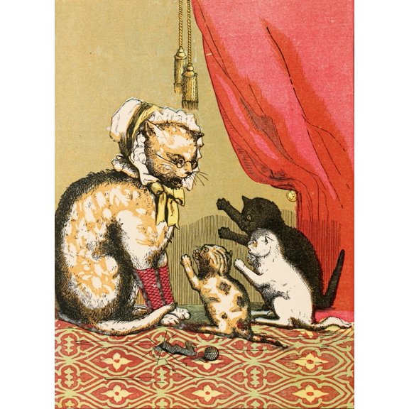 Three Little Kittens 1859 Loss of their mittens Canvas Art - RM Ballantyne (18 x 24)