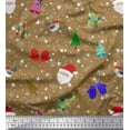 thumbnail image 1 of Soimoi Rayon Fabric Snowflake,Tree & Gloves Winter Theme Printed Fabric 1 Yard 42 Inch Wide, 1 of 1