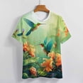 thumbnail image 3 of Flower Hummingbird Women's T-Shirt Short Sleeve T Shirts Tops Tee Ladies Loose T, 3 of 6