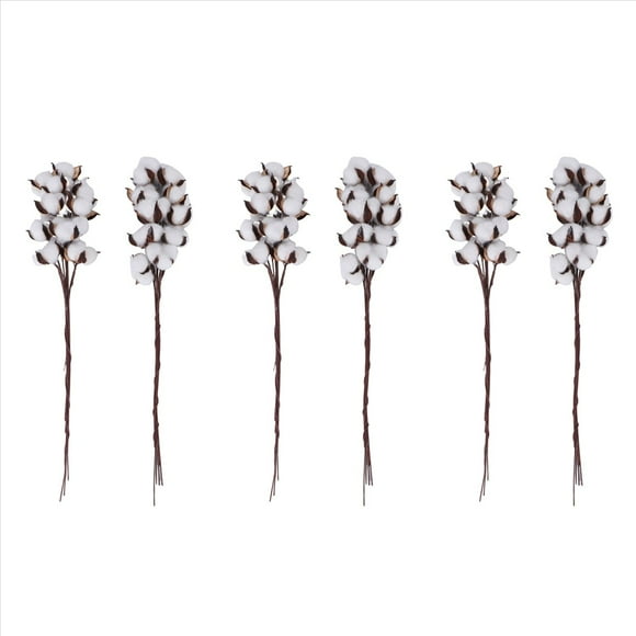 60Pcs Cotton Stems,Fake Cotton Flowers, Artificial Cotton Floral Stems Faux Farmhouse Decorations for Vase Home Decor,60 x False vegetation