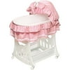 Badger Basket Portable Bassinet & Cradle with Toy Box Base, Pink Waffle Ruffled