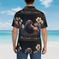 thumbnail image 4 of Pofeuu White Purple Flower Chicken Print Hawaiian Shirt for Men Sleeves Casual Button Down Summer Beach Dress Shirts T-Shirts,X-Large, 4 of 7