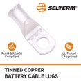 thumbnail image 3 of Selterm 25 Terminales De Cable De Batería De Cobre Estañado De Grado Marino, 2 Awg, 5/16 Pulgadas, Terminales De Anillo De Calibre 2, Terminales De Cable Ul, Extremos De Cable De Batería Eléctrica, Te, 3 of 5