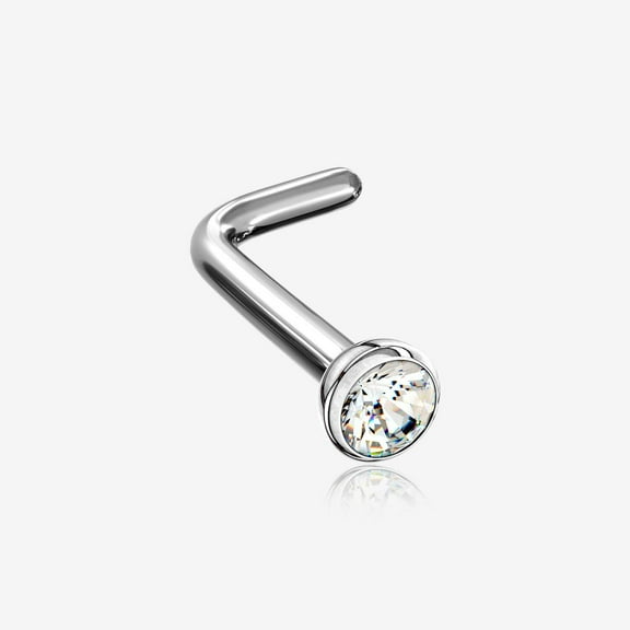 Implant Grade Titanium Press Fit Sparkle Gem Top L-Shaped Nose Ring