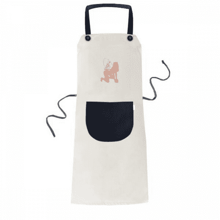 

Kneel Hot Hair Woman Gal Apron Adjustable Bib Cotton Linen BBQ Kitchen Pocket Pinafore