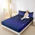 thumbnail image 4 of Feelyou Mystic Glitter Stars Twin Sheet Sets, Dreamy Starry Sky Twin Fitted Sheet, Teens Kids Child Flat Sheet, Lightweight Room Decor, 3-Piece, 4 of 7