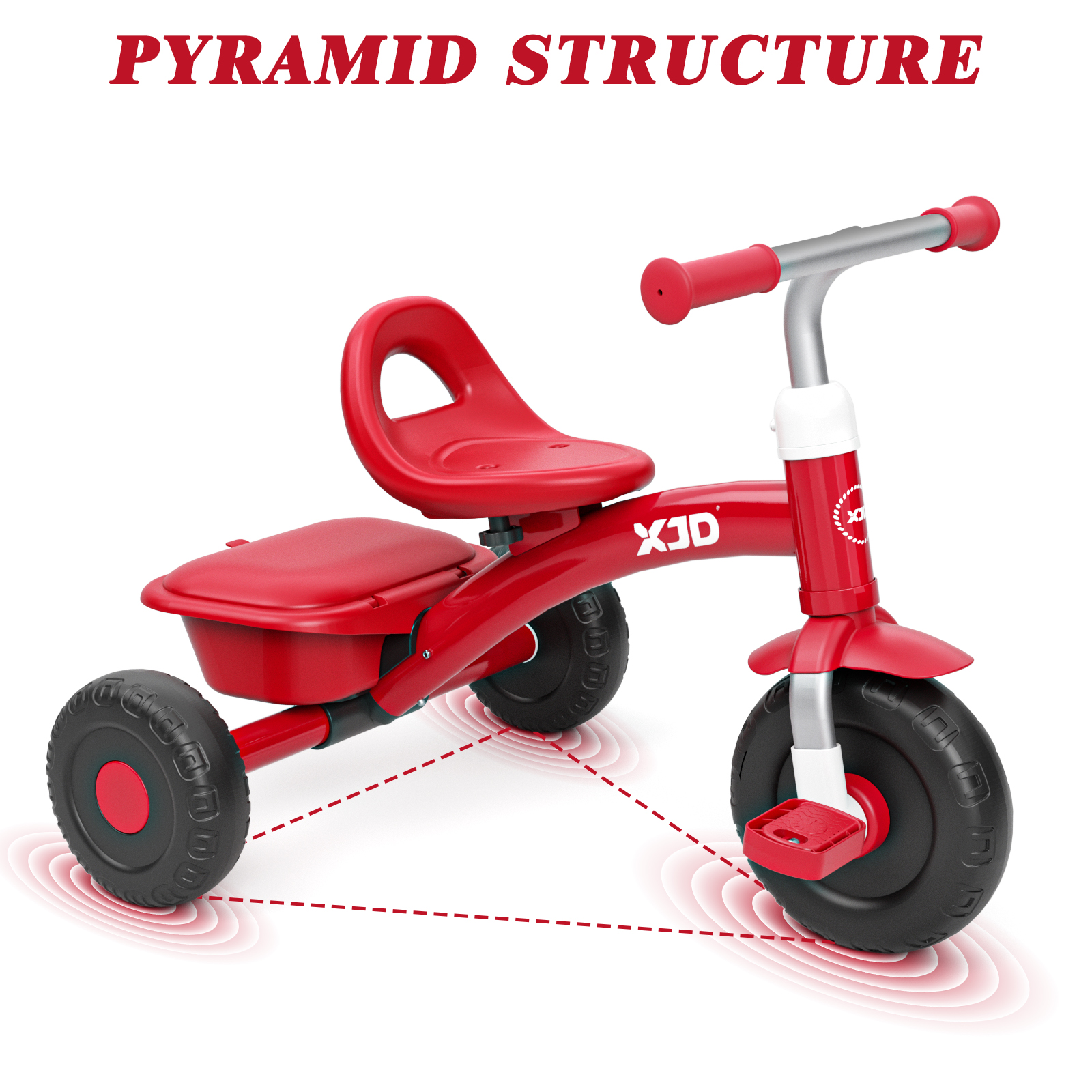 XJD 5-in-1 Toddler Tricycle, Red photo 3