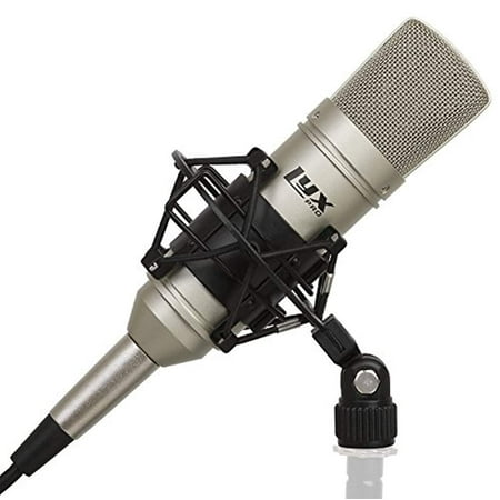 LyxPro LDC-10 Cardioid Condenser Studio Microphone, Shockmount, 10 Ft XLR Cable & Foam Wind Screen for Professional Home