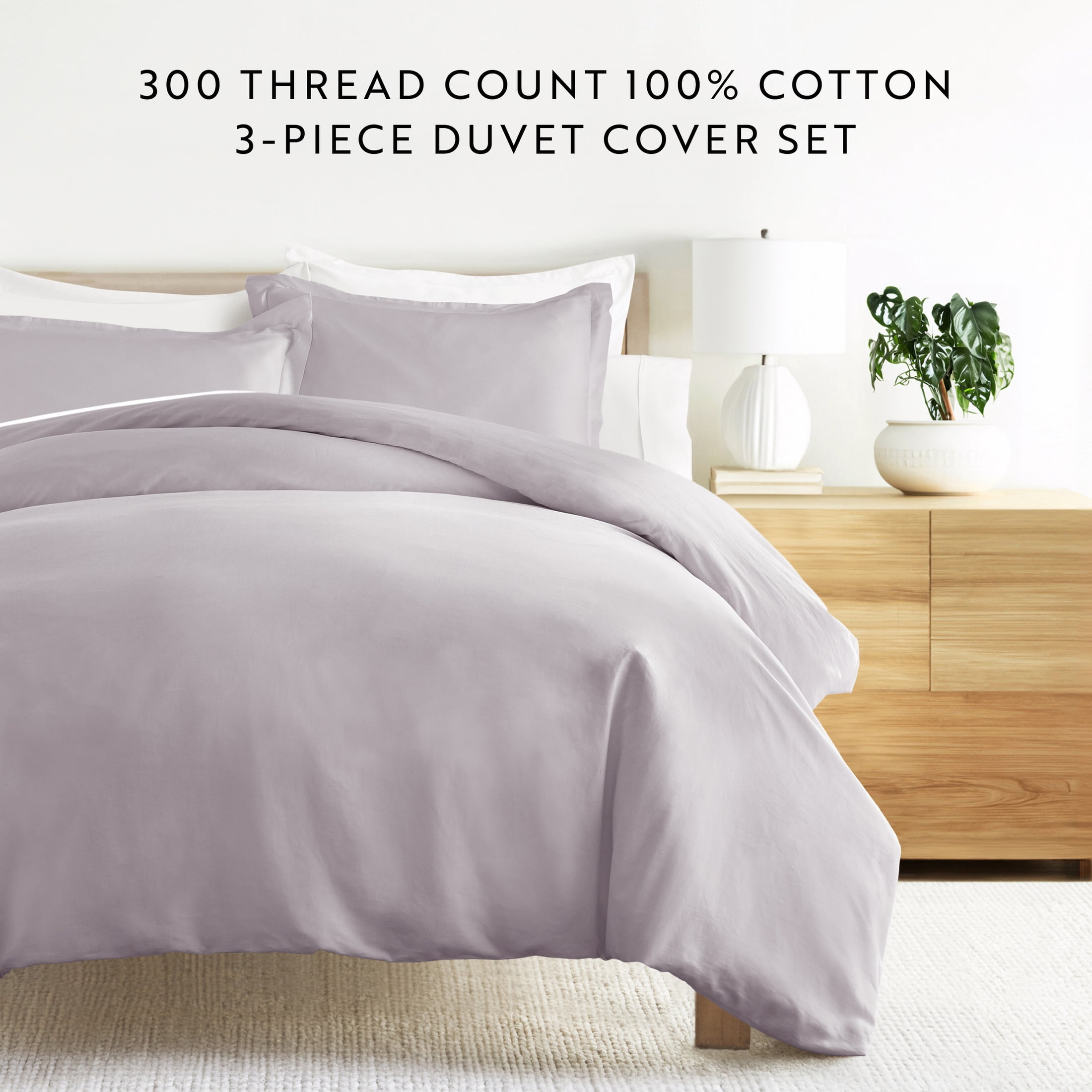 Mauve Vintage Washed 3 Piece Cotton Duvet Cover Set, King/Cal-King, by Noble Linens