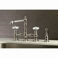 thumbnail image 4 of Kingston Brass KS7276PXBS English Country Bridge Kitchen Faucet with Brass Side Sprayer, Polished Nickel, 4 of 8