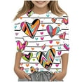 thumbnail image 2 of Spazoro Toddler Girls 3/4 Sleeve Shirts, Round Neck Casual Spring and Fall Love Print Fashionable Tops for Girls Multicolor Size 9-10T, 2 of 5