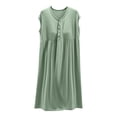 thumbnail image 2 of Qiopertar Liquidation à Moins de 5$ Robe de Nuit Décontractée et à la Mode Couleur Unie Col Rond Sans Manches Col en V Grandes Économies de Vacances!, 2 of 6