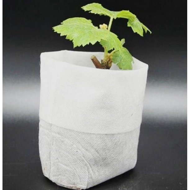 Bolsas de vivero no tejidas blancas Bolsas de cultivo biodegradables no tejidas Bolsas de vivero biodegradables adecuadas para viveros de jardín Suministro de jardín de verduras y melones (100 piezas) ZefeiWu 8390615412605