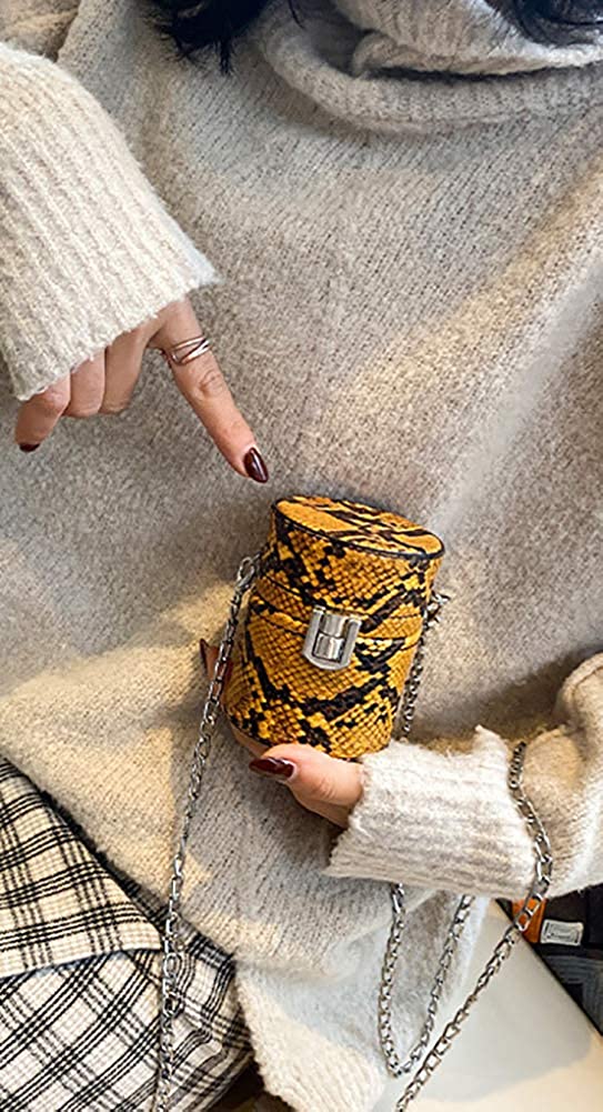 YOUI-GIFTS Women Snake Skin Crossbody Bag Fashion Handbag Shoulder Bag Purse with Chain Strap
