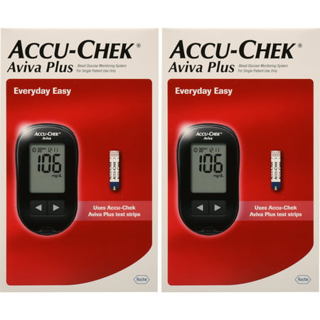 2 Pack Accu-Chek Aviva Plus Blood Glucose Monitoring System