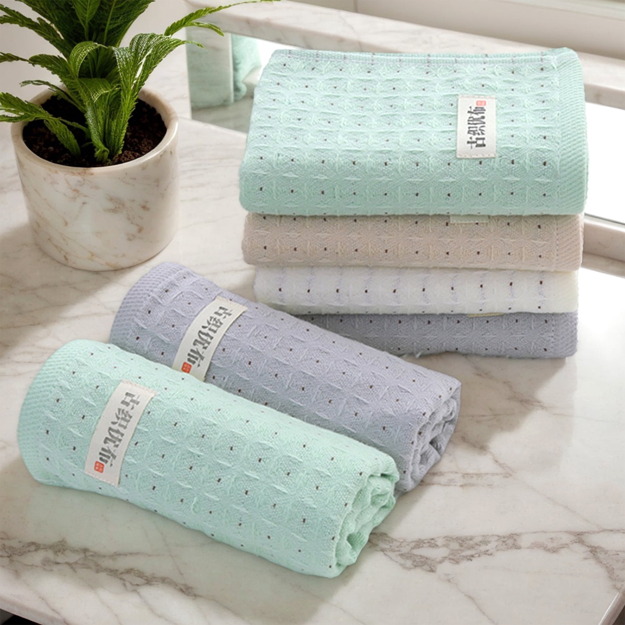 Unique Bargains Waffle Hand Towels for Bathroom 2 Pack Grey