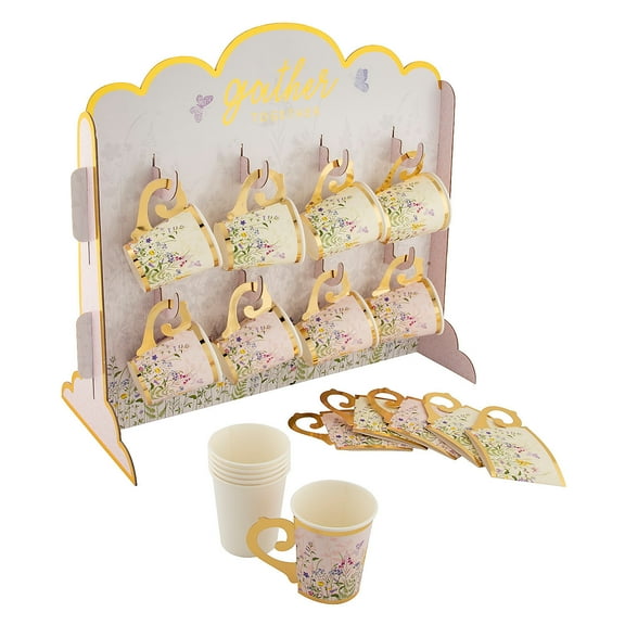 Fun Express Let’s Partea 9 oz Floral and Butterfly Cardboard Tea Cups Set of 17