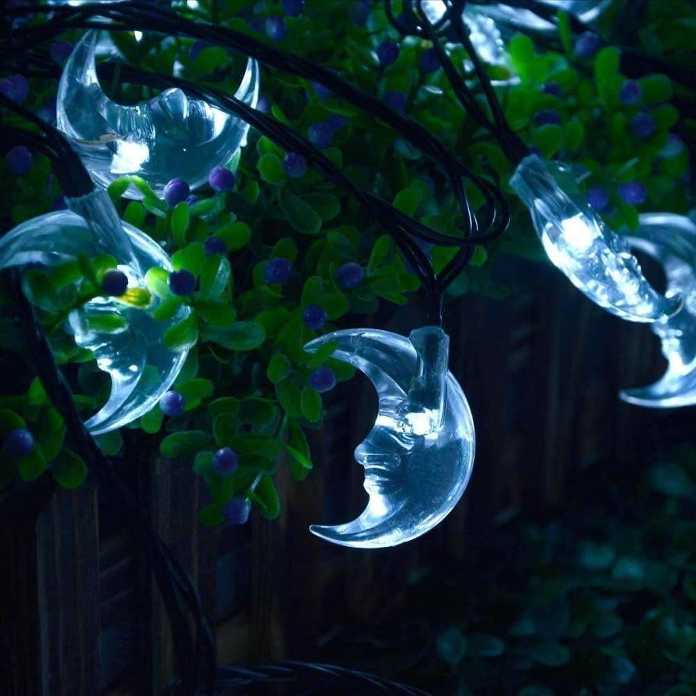 Outdoor Garden Solar String Lights, 4.8M 20LED Solar Moon Lights Moon Fairy Lights String Lights Waterproof with 8 Mode