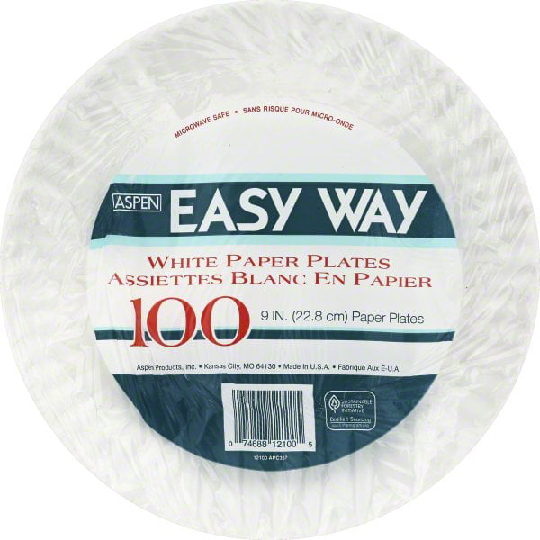PLASTICPRO Disposable White Uncoated Paper Plates (1000, 9'' Inch)