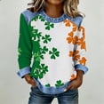 thumbnail image 2 of TaTaai 2026 Spring St Patrick Day Solid Color Top for Women Long Sleeve Patchwork Round Neck Casual Blouse Soft Comfy Shirt Daily Holiday Celebration Outfits Gift, 2 of 5