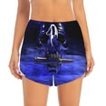 thumbnail image 3 of Uemuo Steel Skull Pattern Women's Athletic Shorts High Waisted Running Shorts with Liner Pockets Gym Elastic Workout Shorts-XX-Large, 3 of 9
