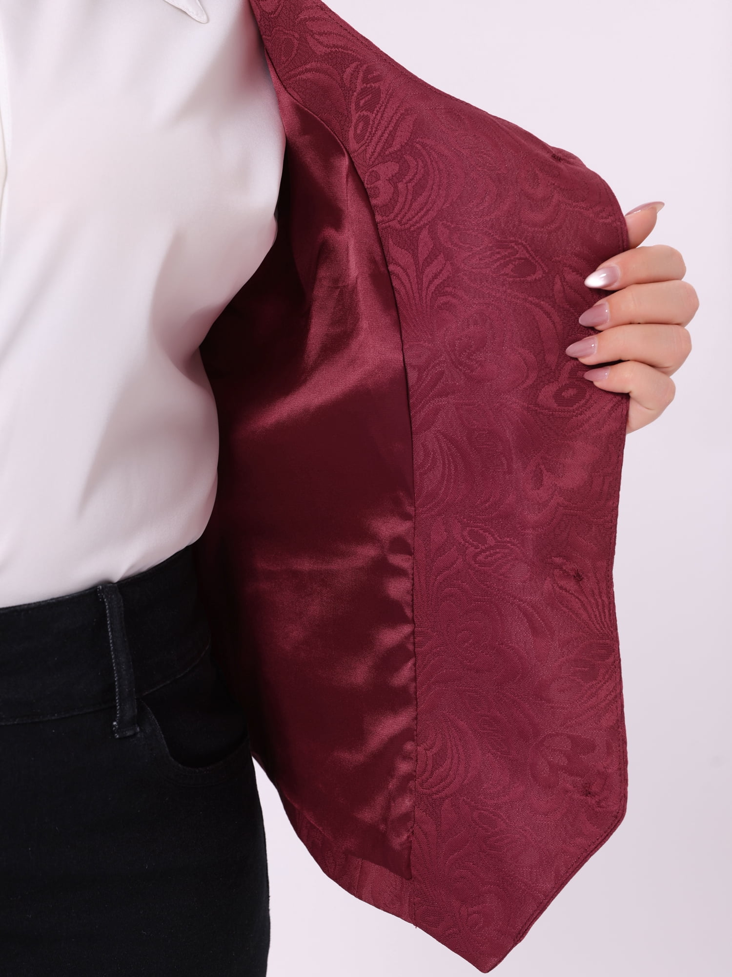 DARING DIVA Women's Plus Size Sleeveless Jacquard Vest 1X Burgundy