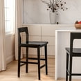 thumbnail image 2 of EYYTHUNG Modern Farmhouse Wooden Bar Stools Set of 6, 25-inch Mid Century Solid Wood Counter Height Stools with Back Support Barstools Chairs, Black, 2 of 7