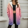 thumbnail image 3 of Bovxnpu Winter Coats for Women, Women's Oversized Jackets Gradient Print Long Sleeve Zip Up Hooded Pocketed Fleece Lined Top Warm Winter Clothing, 3 of 6