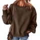 thumbnail image 3 of Suéter de Cuello Redondo para Mujer, Holgado, de Lana de Cordero, Informal, Versátil, de Larga, para Otoño e Invierno. Café XXL, 3 of 9