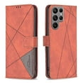 thumbnail image 1 of For Samsung Galaxy S24 Ultra 5G Magnetic Buckle Rhombus Texture Leather Phone Case, 1 of 5
