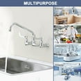 thumbnail image 6 of Wall Mount Faucet 8 Inch Center Commercial Kitchen Faucet, 12 Inches Swivel Spout Wall-Mount Utility Sink Faucets, 2 Handle Wall Mounted Faucets for Kitchen Laundry Room Restaurant, 6 of 10