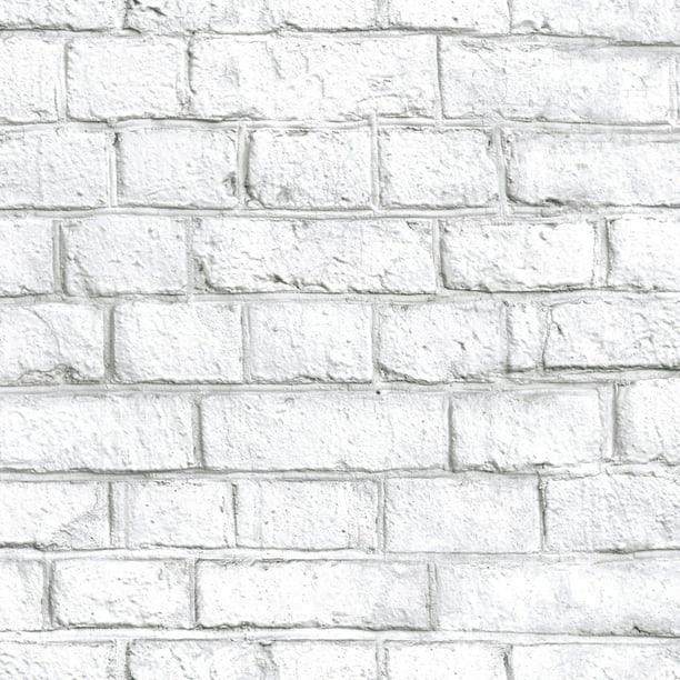 RoomMates White Brick Peel and Stick Wallpaper 