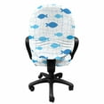 thumbnail image 3 of Fish Office Chair Slipcover, Fish Net with Polka Dots Abstract Animal Silhouettes Nature Inspired Image, Protective Stretch Decorative Fabric Cover, Standard Size, Blue Pale Blue White, by Ambesonne, 3 of 5